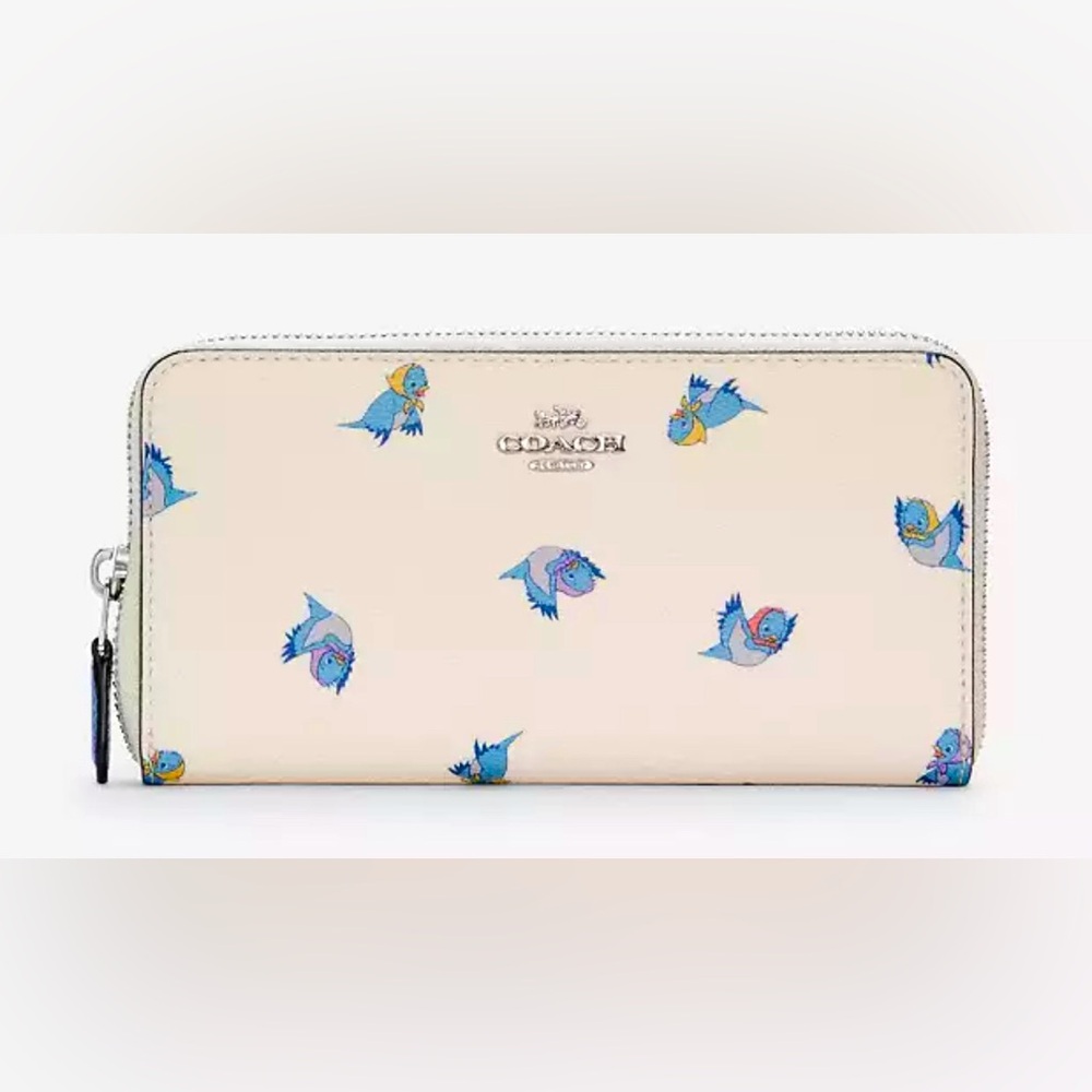 Disney X Coach Accordion Zip Wallet With Cinderella Flying Birds Print